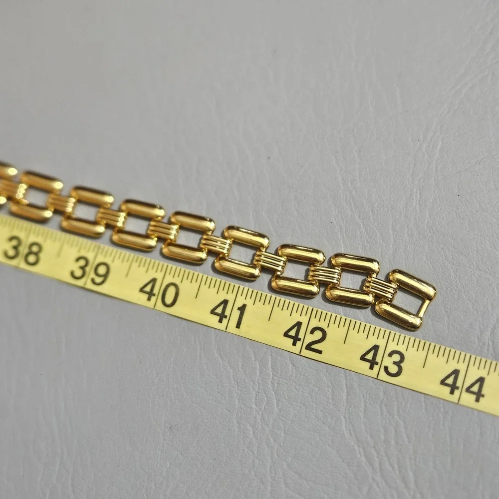 Gold Tone Square Chain Belt Ribbed Adjustable Lobster Clasp 43